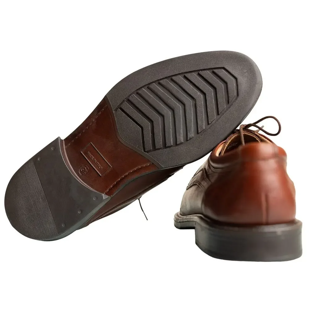 Mario Rossi Leather Oxford Dress Shoes Cognac Brown Handmade Italy Size 9.5 -EUC